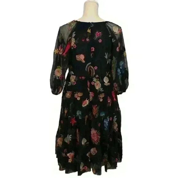 Johnny Was Stellamaris Embroidered Navy Tulle Empire Waist Dress SIze XS - Picture 8 of 9